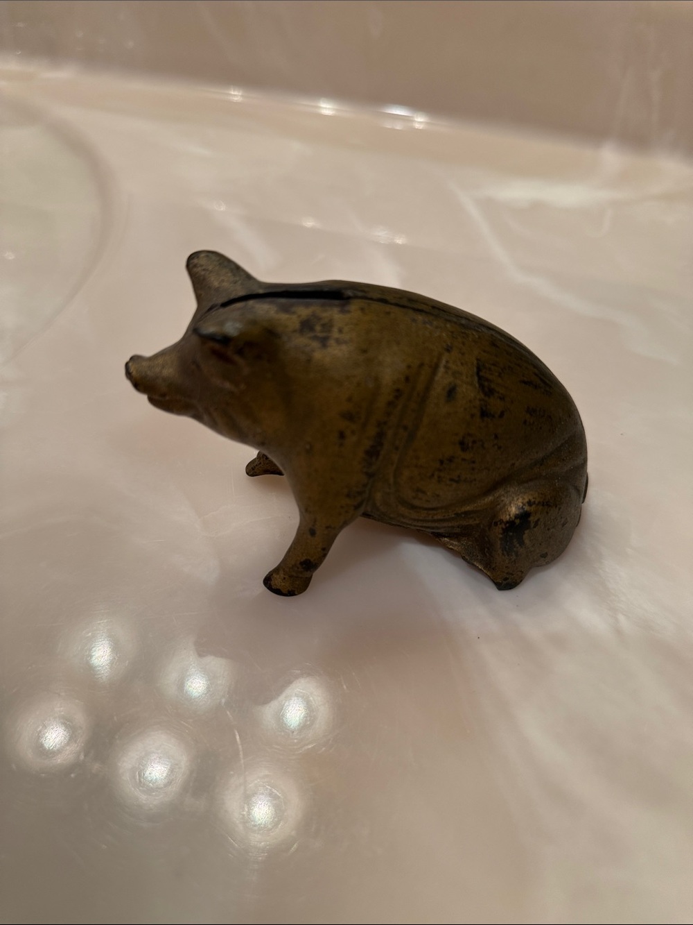Vintage Cast Iron Bronze/Gold Piggy Bank - Picture 2 of 5